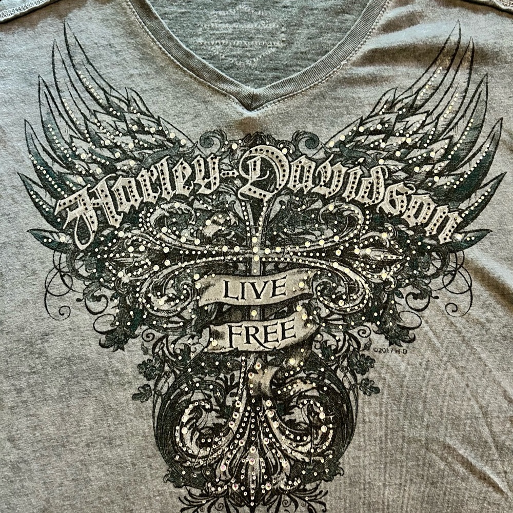 Harley-Davidson Gray Women’s Cap Sleeve Size Medium